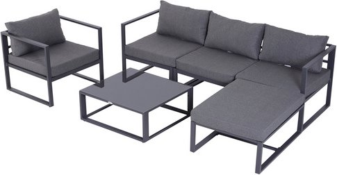 Thumbnail - Outsunny Gartenmöbelset, 5 Sitzplätze, Aluminium - grau