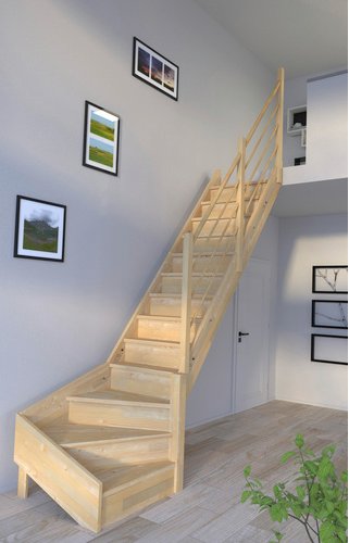STARWOOD Raumspartreppe »Korfu«, Fichtenholz, 13 Stufen, max. Geschosshöhe 300 cm - braun