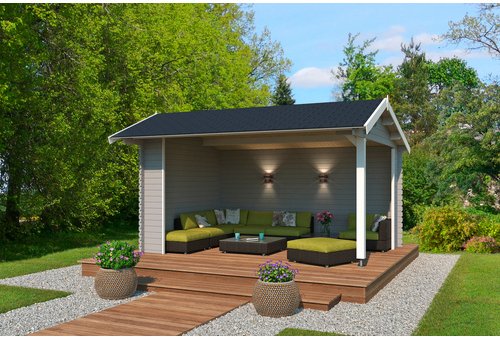 LASITA MAJA Gartenhaus »San Diego«, BxHxT: 465 x 273,6 x 389 cm (Außenmaße inkl. Dachüberstand), Holz - grau