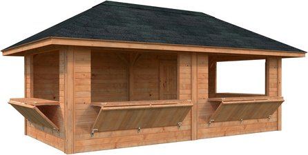 Thumbnail - PALMAKO Marktstand »Bianca Set 112«, B x H x L: 588 x 319 x 300 cm, Braun, tauchgrundiert