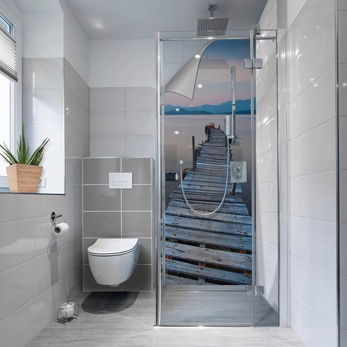 mySPOTTI Duschrückwand-Panel, fresh, Steg, 210x100 cm - blau