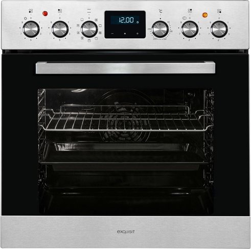 Exquisit Einbau-Herd-Set, 75 l, 4 Kochfelder - silberfarben