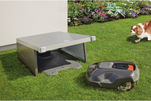 BIOHORT Mähroboter-Garage »Rasenrobotergarage Charly«, Stahl, BxHxT: 42 x 49 x 45,5 cm (Außenmaße) - grau