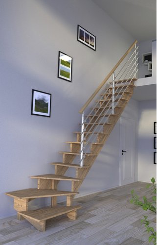 STARWOOD Systemtreppe »Lindos«, Eichenholz, 13 Stufen, max. Geschosshöhe 300 cm - braun
