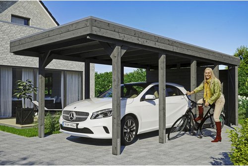 Thumbnail - SKANHOLZ Carport »Friesland Set 2«, BxT: 314 x 708 cm, Firsthöhe: 241 cm, lasiert - grau