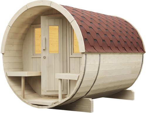 WOLFF FINNHAUS Fasssauna »Basic«, Fichtenholz, beige, 6 Personen