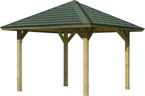 KARIBU Pavillon-Set »Bergen 1«, Walmdach, viereckig, BxHxT: 338 x 290 x 338 cm - braun