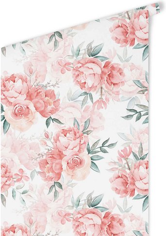 K&L Wall Art Vliestapete »Vintage Vliestapete«, Zarte Rosa Aquarell Blumen, mehrfarbig, matt - bunt