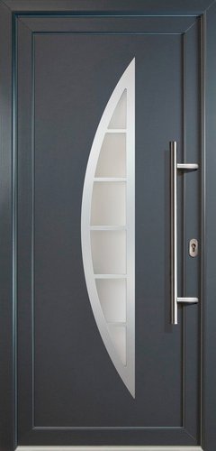 Meeth Kunststoff-Haustür »Signum Exklusiv«, satiniertes Glas, titan, nach Innen öffnend, ohne Türgriff - grau