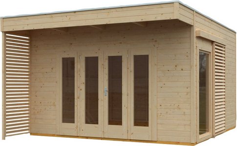 SKANHOLZ Gartenhaus »Tokio 4«, Holz, BxHxT: 402 x 270 x 402 cm (Außenmaße inkl. Dachüberstand) - beige