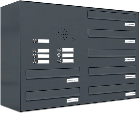 AL BRIEFKASTENSYSTEME Briefkasten, Parteien: 7, Zaundurchwurf, BxHxT: 153,553 x 57,5 x 27,5 cm - grau