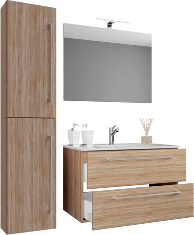 VCM Badmöbel-Set »Badinos«, 4-teilig, mit Spiegel - braun