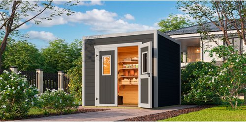 LASITA MAJA Gartenhaus »Felix«, BxHxT: 250 x 222,3 x 200 cm, (Außenmaß inkl. Dachüberstand), carbongrau