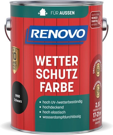 RENOVO Wetterschutzfarbe, wb 2,5L schwarz 9900