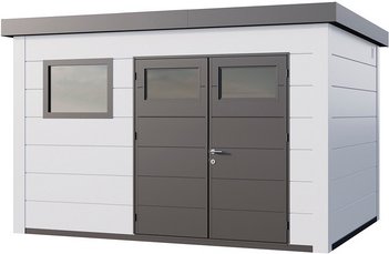 Telluria Gerätehaus »Classico«, BxHxT: 408 x 260 x 318 cm (Außenmaß inkl. Dachüberstand) - weiss