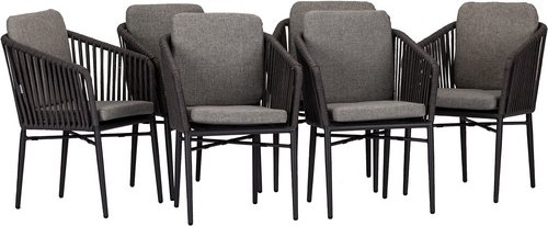 acamp® Stapelsessel-Set »MANHATTAN«, 6 Sitzplätze, Aluminium, inkl. Auflagen - grau