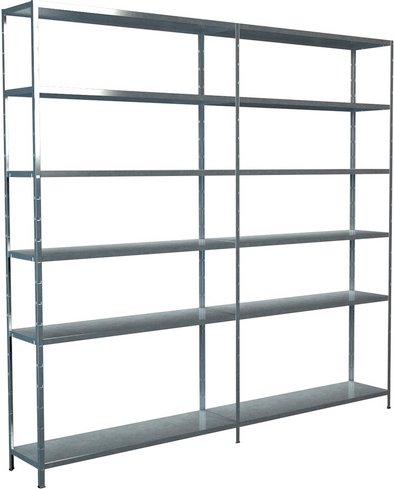 SCHULTE REGALWELT Grundregal mit Anbauregal, HxBxT 230 x 240 x 35 cm, 510 kg Traglast (max.), 12 Böden - silberfarben