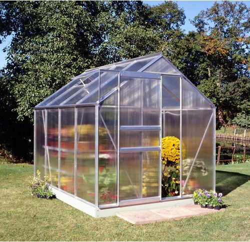 Thumbnail - HALLS Gewächshaus »Popular«, 5,0 m², aluminiumfarben, 4 mm Stegdoppelplatten - silberfarben