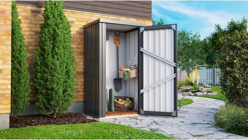 PERGART Gerätehaus »Marburg«, Metall, BxHxT: 98 x 189 x 81 cm (Außenmaße inkl. Dachüberstand) - grau