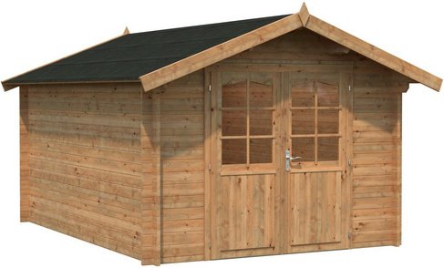 PALMAKO Blockbohlenhaus »Lotta«, Holz, BxHxT: 331 x 234 x 380 cm (Außenmaße inkl. Dachüberstand) - braun