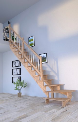 STARWOOD Systemtreppe »Lindos«, Eichenholz, 13 Stufen, max. Geschosshöhe 300 cm - braun