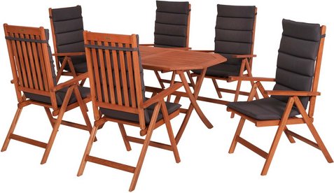 MERXX Gartenmöbel-Diningset »Vitoria«, 7 tlg., 6 Sitzplätze, Eukalyptus - braun