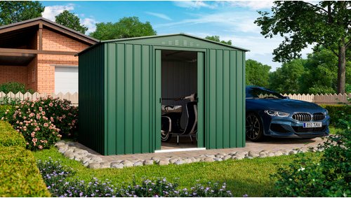 Thumbnail - Globel Gerätehaus »Tower«, Stahl, Satteldach, 6,99 m², BxT: 308 x 247 cm, jade - gruen