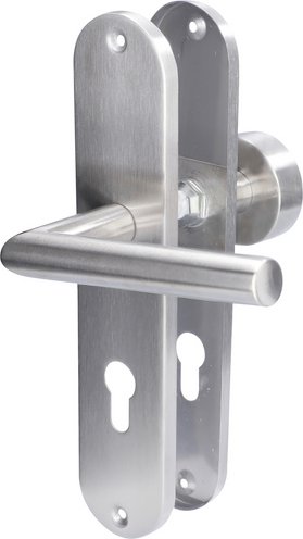 ALPERTEC Türbeschlag, geeignet für Türen mit 72 mm Profilzylinderlochung - silberfarben