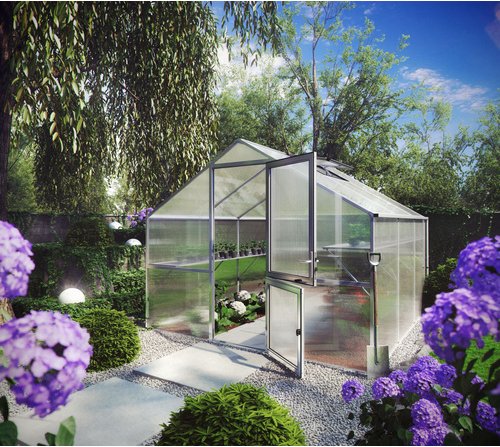 KGT Gewächshaus »Orchidee«, 9,6 m², Kunststoff/Aluminium, winterfest - silberfarben