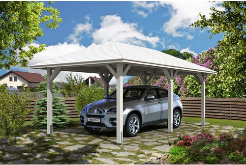 SKANHOLZ Carport »Taunus«, BxT: 374 x 656 cm, Firsthöhe: 314 cm, farbbehandelt - braun