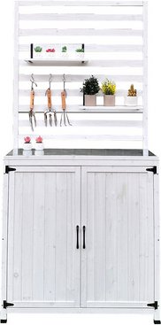 LECO Gartenregal »THEA«, 4 Ablagefächer, BxLxH: 94 x 94 x 200 cm - weiss