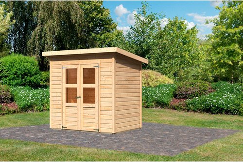 KARIBU Gartenhaus »Merseburg«, Holz, BxHxT: 240 x 220 x 154 cm (Außenmaße inkl. Dachüberstand) - beige