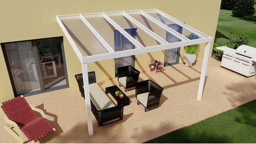 GARDENDREAMS Terrassenüberdachung »Easy Edition«, Breite: 400 cm, Dach: Glas, verkehrsweiß - weiss