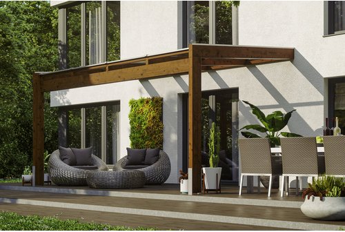 SKANHOLZ Terrassenüberdachung »Novara«, Breite: 450 cm, Dach: Polycarbonat (PC), nussbaum - braun