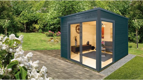 WOLFF FINNHAUS Gartenhaus »Studio 44-B«, Holz, BxT: 352 x 352 cm (Außenmaße inkl. Dachüberstand) - grau