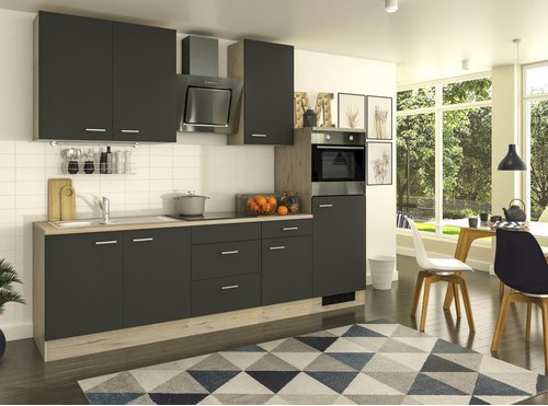 Flex-Well Küchenzeile »Morena«, mit E-Geräten, Gesamtbreite: 270 cm - grau