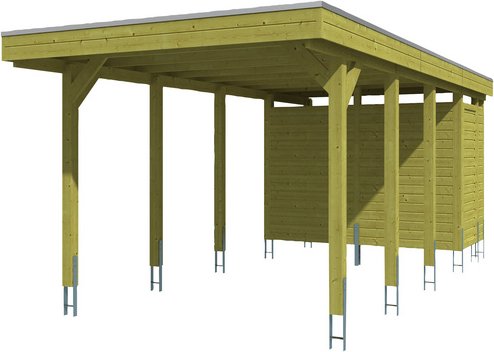 SKANHOLZ Carport »Friesland Set 2«, BxT: 314 x 708 cm, Firsthöhe: 241 cm, imprägniert - braun