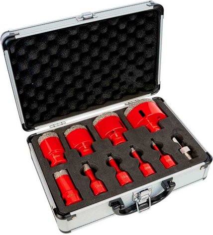 Holzmann Bohrkronen-Satz »DTBKS6-68«, 10-teilig, inkl. Koffer - grau