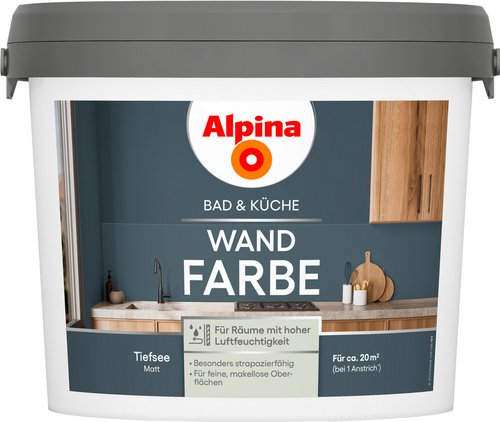ALPINA Wandfarbe »Bad & Küche«, Tiefsee, matt, 2,5 L - blau