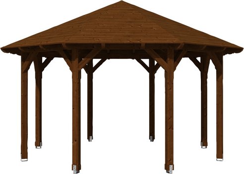 SKANHOLZ Pavillon »Lyon 2«, Zeltdach, achteckig, BxHxT: 484 x 330 x 484 cm - braun