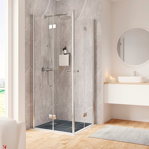 SCHULTE Eckeinstieg »Garant 2.0«, BxHxT: 90 x 200 x 90 cm, Türart: Drehfalttür - silberfarben