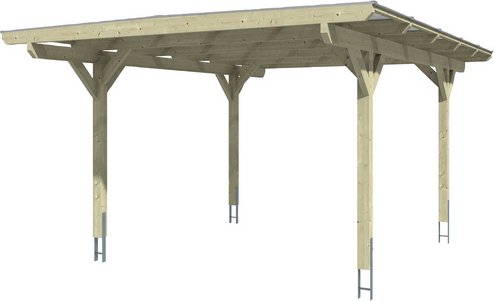 SKANHOLZ Carport »Odenwald«, BxT: 428 x 541 cm, Firsthöhe: 238 cm, farbbehandelt - grau