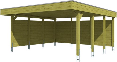 SKANHOLZ Carport »Friesland Set 3«, BxT: 557 x 555 cm, Firsthöhe: 254 cm, imprägniert - braun