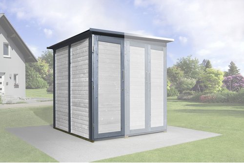 WEKA Gartenhaus »Garten (Q) Modul Save Bike«, Holz, BxHxT: 224 x 205 x 71 cm (Außenmaße inkl. Dachüberstand) - grau