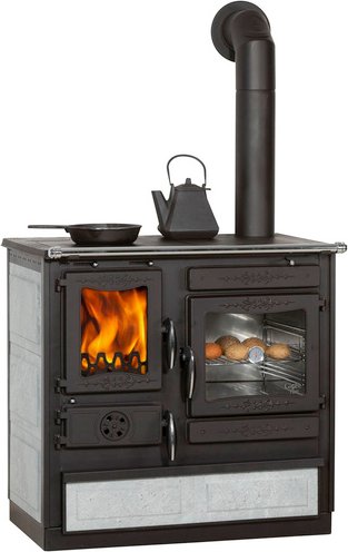 GLOBEFIRE Holzherd »Alhena«, grau, Naturstein, 7 kW, Dauerbrand geeignet