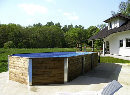 WEKA Ovalpool, grau/grün, BxHxL: 376 x 116 x 714 cm - beige