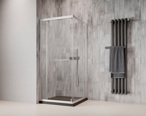 GEO Schiebetür »S7«, 90 cm, Klarglas, silberglanz - silberfarben