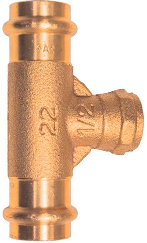 CORNAT Press-T-Stück, Rotguss, Innengewinde: 1/2" - goldfarben