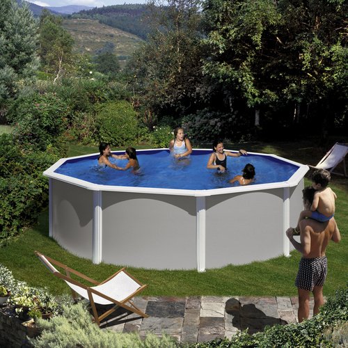 Thumbnail - MYPOOL Rundpool, grau/weiß, ØxH: 460 x 120 cm - blau