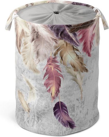 Sanilo Wäschekorb »Federn«, 60L, Lila, Rund